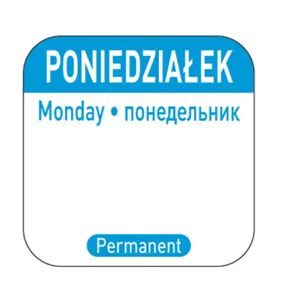 Nalepke za varnost hrane za posode za večkratno uporabo Monday PL RU EN 1000 kos Hendi 850077