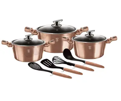 BERLINGER SET LONČKOV IZ ROŽNEGA ZLATA GRANITA BH-6151