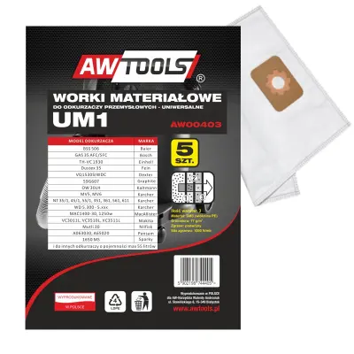 AWTOOLS Vreči mikrovlaken nastavite 5pcs UM1, Gas35/VC3011L/VC3510L/VC3511L