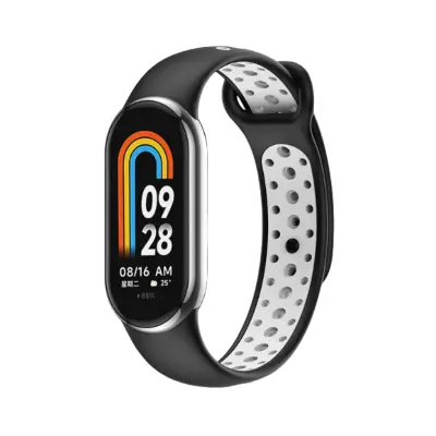 TPU pašček za uro za Xiaomi Band 8/9 Black+White