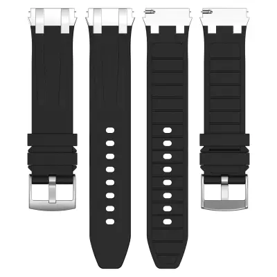 Vrhunski silikonski pašček za uro 20 mm za Garmin, Samsung, Huawei (srebrna zaponka) Black