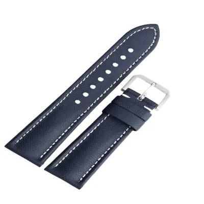 Vodoodporen pašček za uro iz govejega usnja Moonswatch Omega Oxford Blue + White 22 mm