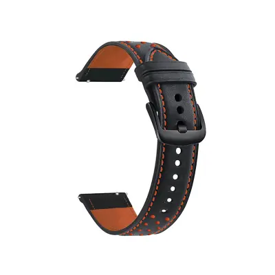 Usnjen pašček za uro s šivi in pikami za HUAWEI GT3 Pro Black+Orange 20 mm