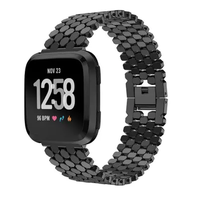 Pašček za uro iz nerjavečega jekla za pametno uro Fitbit Versa Black  Fitbit Versa 4