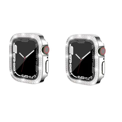 2-kompletna torbica z zaščito zaslona za Apple Watch iWatch 3 srebrna  41 mm