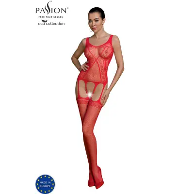 PASSION - ECO BODYSTOCKING KOLEKCIJA ECO BS007 ROJO RDEČA ENA VELIKOST