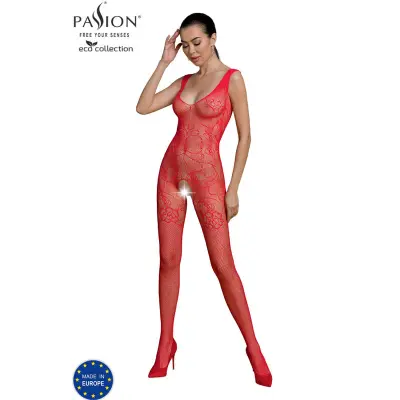 PASSION - ECO BODYSTOCKING COLLECTION ECO BS012 RED ROJO ENA VELIKOST