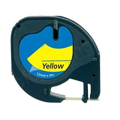 Dymo Letratag 91202 združljiv trak - 12 mm x 4 metre črno/rumen S0721620