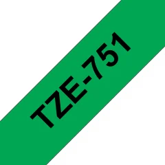Brother Tze-751 združljiv laminirani trak - 24 mm x 8 metrov črno/zelen