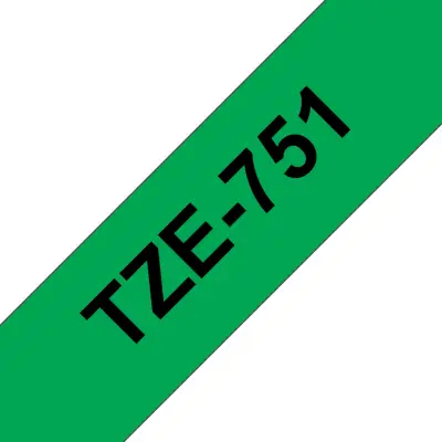 Brother Tze-751 združljiv laminirani trak - 24 mm x 8 metrov črno/zelen