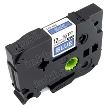 Brother Tze-535 združljiv laminirani trak - 12 mm x 8 metrov bel/moder