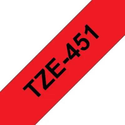 Brother Tze-451 združljiv laminirani trak - 24 mm X 8 metrov črno/rdeč