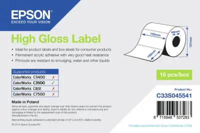 Etikete za tiskanje Epson High Gloss Label 102Mmx150Mm