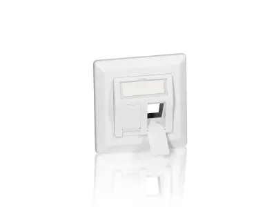 Stenski modul Equip Rj45 50X50 za 2X Rj45 Keystone, kovinsko podnožje, bel okvir