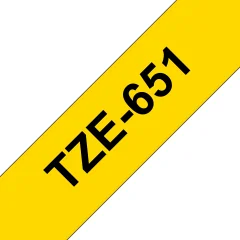Brother Tze-651 združljiv laminirani trak - 24 mm X 8 metrov črno/rumen