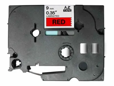 Brother Tze-421 združljiv laminirani trak - 9 mm X 8 metrov črno/rdeč