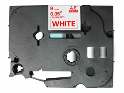 Brother Tze-222 združljiv laminirani trak - 9 mm x 8 metrov rdeč/bel
