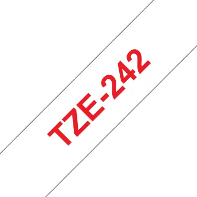 Brother Tze-242 združljiv laminirani trak - 18 mm x 8 metrov rdeč/bel