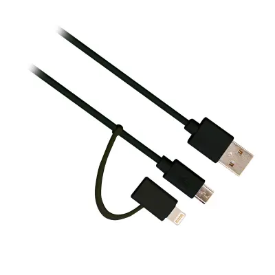 Polnilni/sinhronizacijski kabel Ewent Ew9909 2 v 1 Lightning +Micro Usb 1M črn