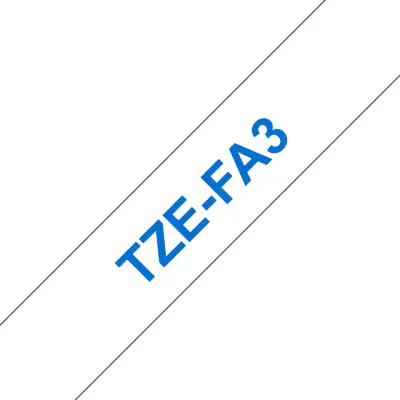 Brother Tze-Fa3 združljiv tekstilni trak - 12 mm x 3 metre modro/bel