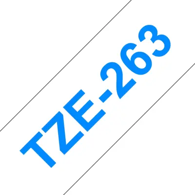 Brother Tze-263 združljiv laminirani trak - 36 mm x 8 metrov modro/bel