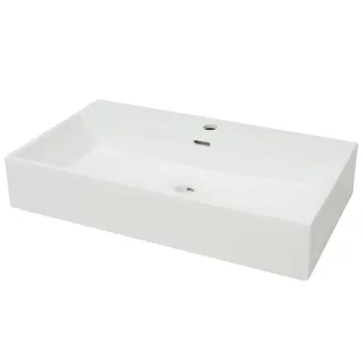 vidaXL Umivalnik z odprtino za armaturo bela keramika 76x42,5x14,5 cm