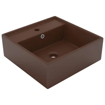 vidaXL Razkošen umivalnik kvadraten mat temno rjav 41x41 cm keramika