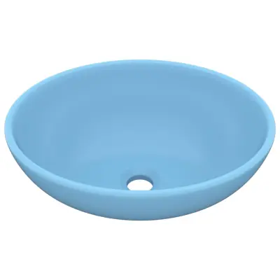 vidaXL Razkošen umivalnik ovalen mat svetlo moder 40x33 cm keramičen