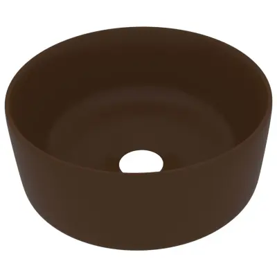 vidaXL Razkošen umivalnik okrogel mat temno rjav 40x15 cm keramičen