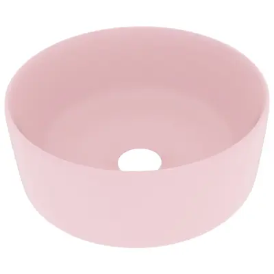 vidaXL Razkošen umivalnik okrogel mat roza 40x15 cm keramičen