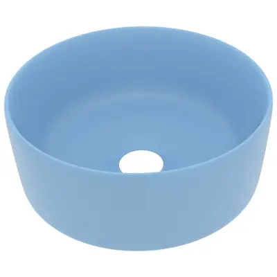 vidaXL Razkošen umivalnik okrogel mat svetlo moder 40x15 cm keramičen