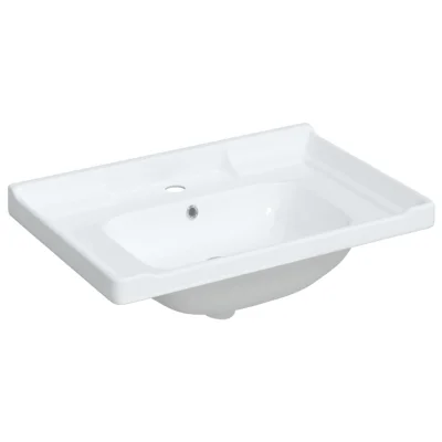 vidaXL Kopalniški umivalnik bel 71x48x23 cm pravokoten keramičen