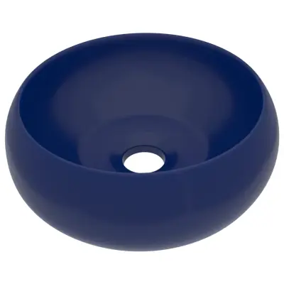 vidaXL Razkošen umivalnik okrogel mat temno moder 40x15 cm keramičen