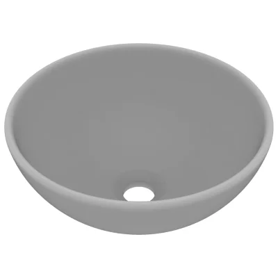 vidaXL Razkošen umivalnik okrogel mat svetlo siv 32,5x14 cm keramičen