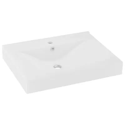 vidaXL Razkošen umivalnik z luknjo mat bel 60x46 cm keramičen