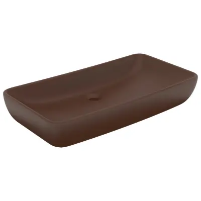 vidaXL Razkošen umivalnik pravokoten mat temno rjav 71x38 cm keramičen