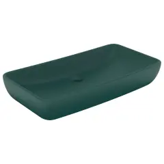 vidaXL Razkošen umivalnik pravokoten mat temno zelen 71x38 cm keramika