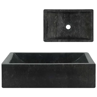 vidaXL Umivalnik 45x30x12 cm marmor visok sijaj črn