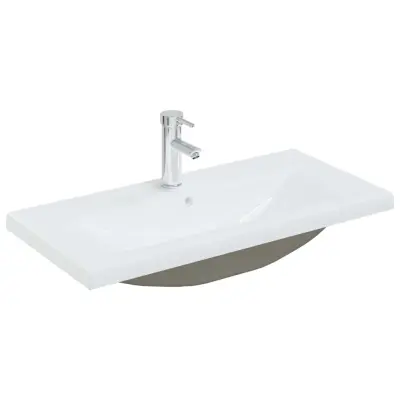 vidaXL Vgradni umivalnik s pipo 81x39x18 cm keramičen bel