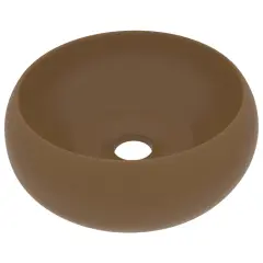 vidaXL Razkošen umivalnik okrogel mat krem 40x15 cm keramičen