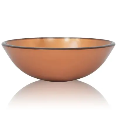 vidaXL Umivalnik iz Kaljenega Stekla 42 cm Rjave Barve