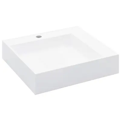 vidaXL Umivalnik 50x50x12,3 cm liti mineral/marmor bel