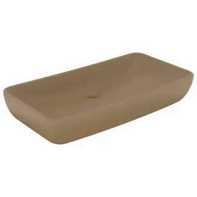 vidaXL Razkošen umivalnik pravokoten mat krem 71x38 cm keramičen