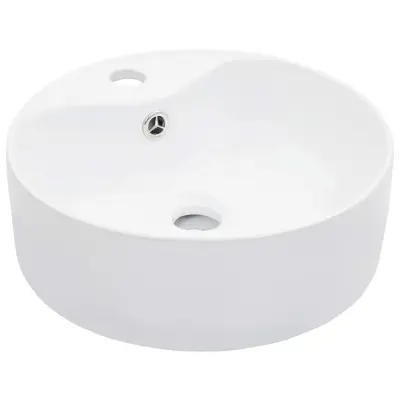 vidaXL Umivalnik z odprtino za odtekanje 36x13 cm keramičen bel