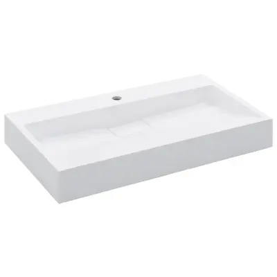 vidaXL Umivalnik 80x46x11 cm liti mineral/marmor bel