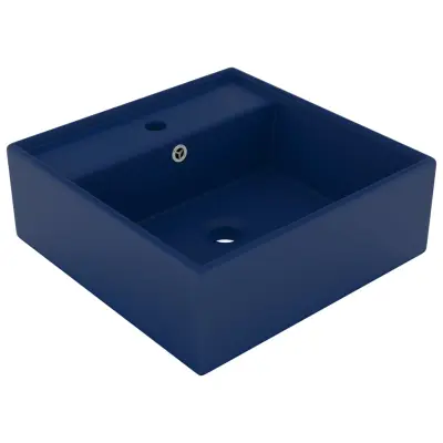 vidaXL Razkošen umivalnik kvadraten mat temno moder 41x41 cm keramika