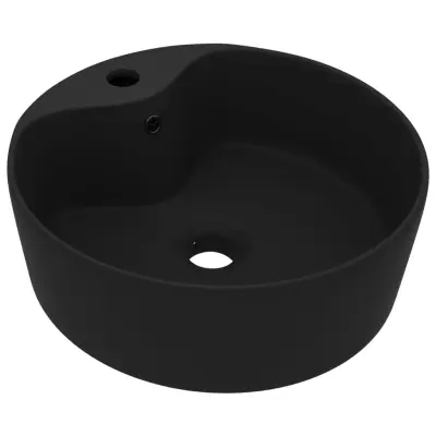vidaXL Razkošen umivalnik mat črn 36x13 cm keramičen