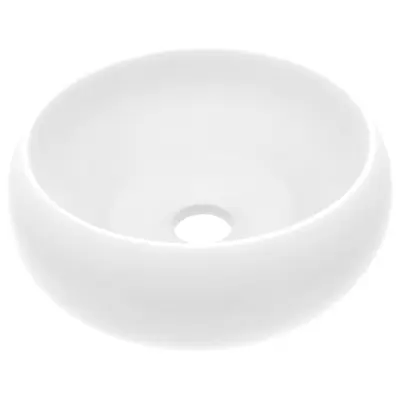 vidaXL Razkošen umivalnik okrogel mat bel 40x15 cm keramičen