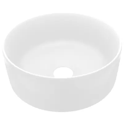 vidaXL Razkošen umivalnik okrogel mat bel 40x15 cm keramičen