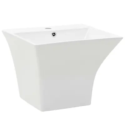 vidaXL Stenski umivalnik iz keramike 500x450x410 mm bel